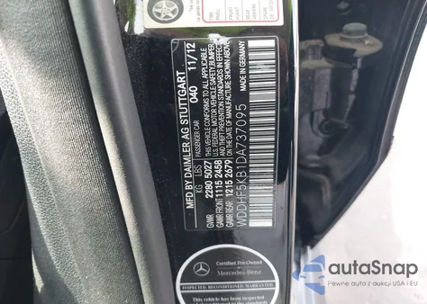2013 Mercedes-Benz E 350 from USA, damaged, VIN WDDHF5KB1DA737095
